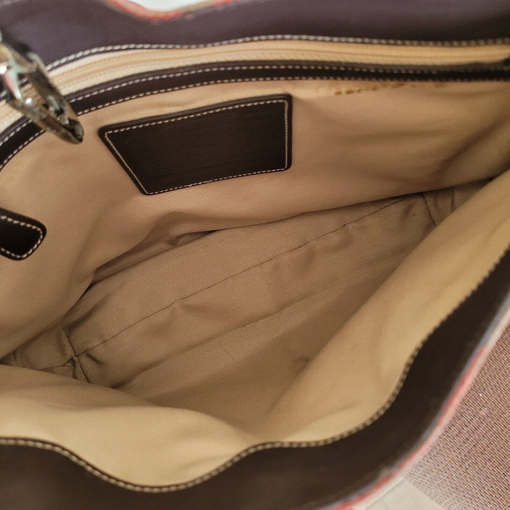 COACH Hampton Clip Brown Red Signature Jacquard Hobo Shoulder Bag 6091 Small - Picture 3 of 15